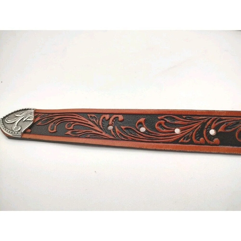 Tony Lama Kids Youth brown tooled‎ Westerly Ride Belts C60214 size 26